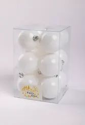 Набор пластиковых шаров Вероника 60 мм., белый глянцевый, 12 шт., ЕлкиТорг (150220)