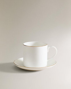 Zara Home чайная пара из костяного фарфора, цвет золотой, 12.9 см