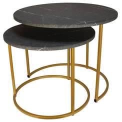 Стол журнальный МеталлАрт М001 черный мрамор/золото