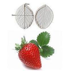 Молды силиконовые для лепки Клубники и земляники: листик с контуром и ягодки 4 шт / фактурная форма для листьев из полимерной глины, холодного фарфора, воска и фоамирана