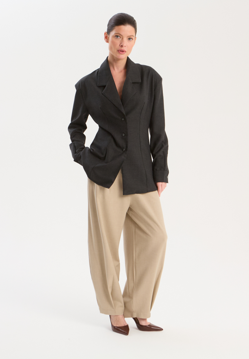 Рубашка жакетного типа из смесовой шерсти