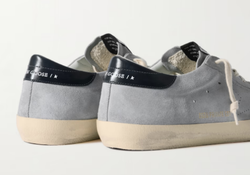 Мужские кеды Super-Star Distressed Patent Leather-Trimmed Suede Sneakers