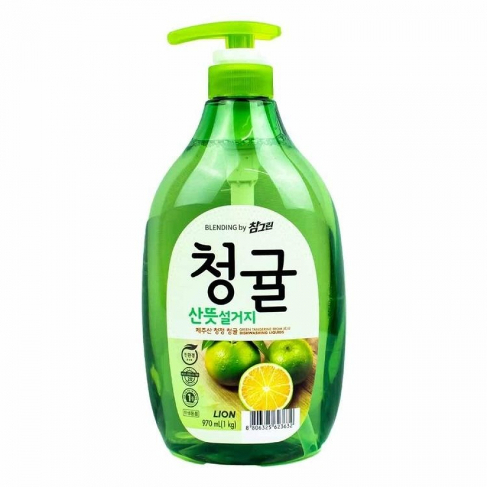LION BLENDING GreenTangerine Bottle Средство для мытья посуды с экстрактом японского мандарина "Chamgreen" 1000мл