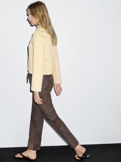 Massimo Dutti Короткое пальто из смесовой шерсти, светло-бежевый