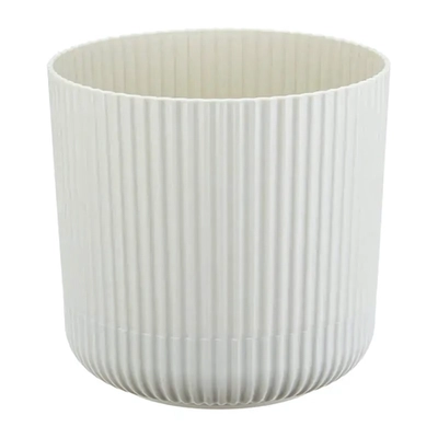 Кашпо ВЕЛЬВЕТ D140мм 1,6л с пристегнутым поддоном белый ротанг