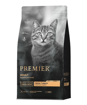 Сухой корм для взрослых кошек Premier Cat Adult с чувствительным пищеварением индейка 0,4кг