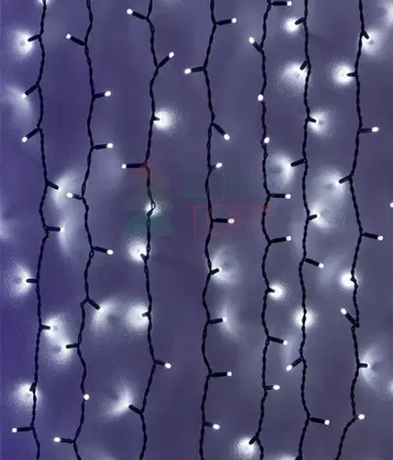 Светодиодный занавес Sealed с супер-мерцанием 2*3 м., 220V., 600 холодных белых LED ламп, черный каучук, Beauty Led (LL602ABL-1-2W)