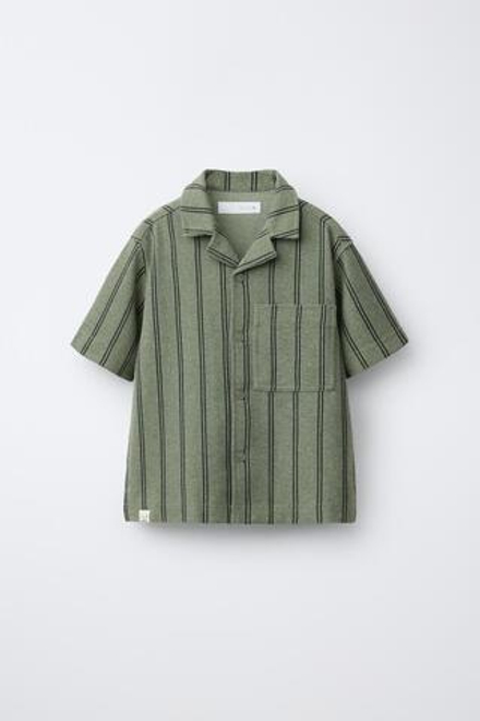 ZARA РУБАШКА С ОТЛОЖНЫМ ВОРОТНИКОМ, ПОЛОСКИ