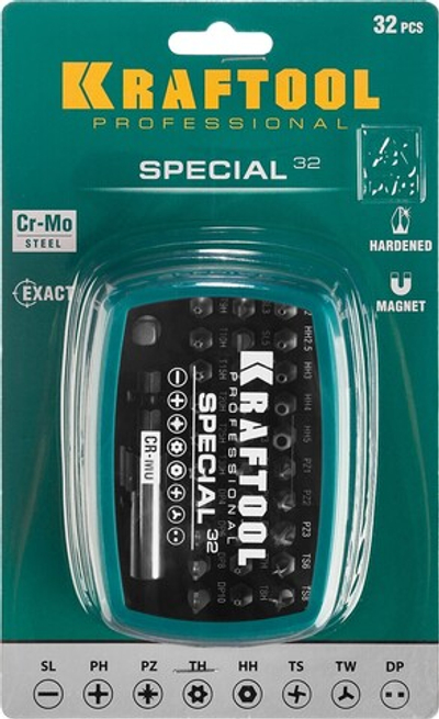 KRAFTOOL Special-32, с адаптером 32 шт, набор специальных бит (2610-H32)