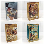 Пакет бумажный 20*30*10см с ручками глянцевый "Мужской" микс