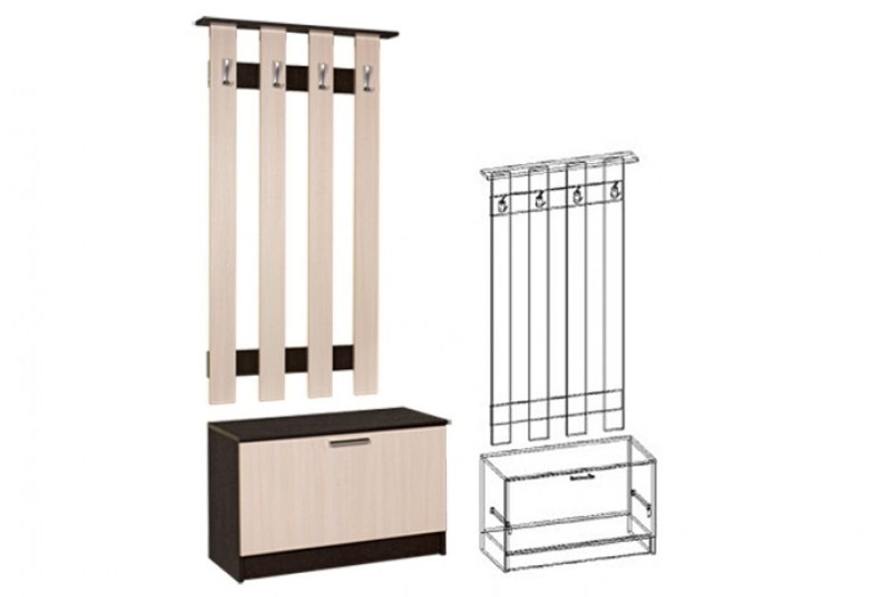 Машенька Прихожая вешалка с тумбой