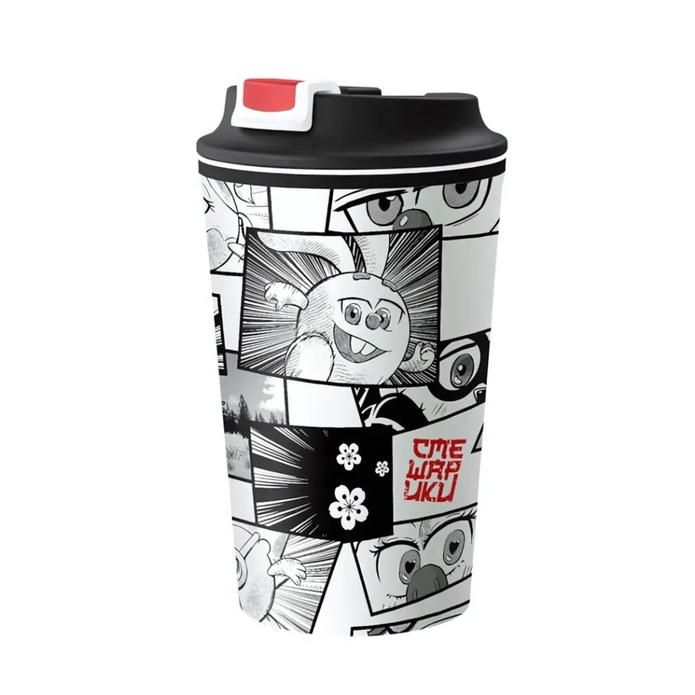 Термостакан с клапаном и декором 350мл «Смешарики»белый