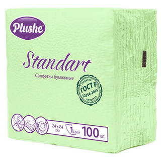 Салфетка 24х24(1 сл.) 100 л. Plushe Standart Салатовая