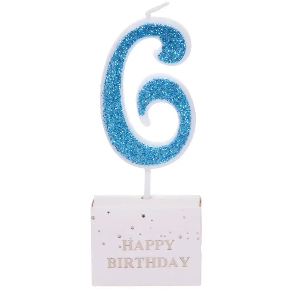 Свеча для торта Цифра Иллюзия «6» 9.5 см, голубой