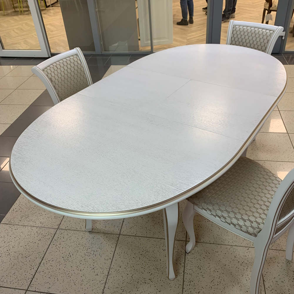 Стол обеденный Азалия 125 (дуб тон 1/патина жемчуг)