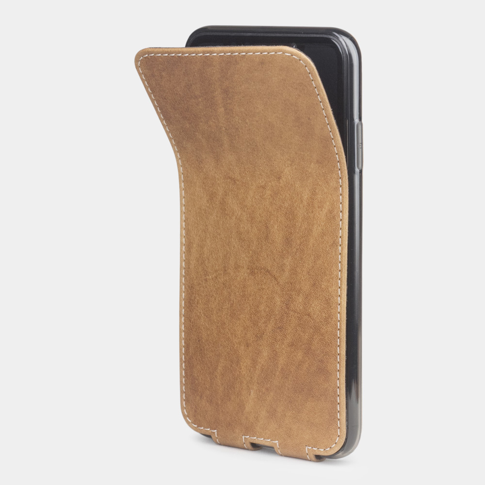 Чехол кожаный для iPhone Xs Max бежевого цвета винтаж