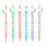 Ручка гелевая, пиши-стирай, автоматическая, Basir, синие чернила, серия "Кот-единорог", с игрушкой, 36 шт