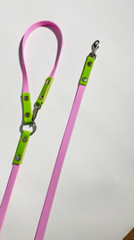 Перестежка для собак из Биотана, 15 мм, 5 м, розовый с зеленым