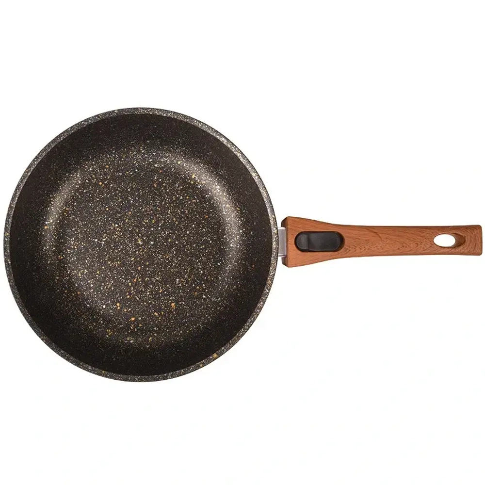 Сковорода 24*6см «Granit ultra» (black-gold) со съемной ручкой и стекл. крышкой сгбг243а