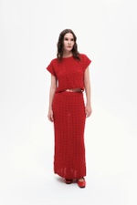 Красная трикотажная юбка