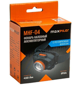 Фонарь налобный аккум. MHF-04 (450/150/10 Лм, LED SMD, 55*, 5 реж, 3-80ч, фокус. света) MX
