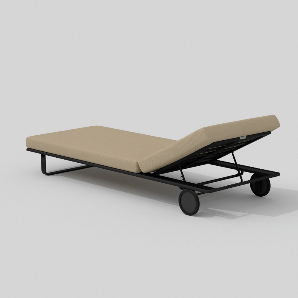 Шезлонг Ideal Patio КОСТА на колесах бежевый - каркас карбон