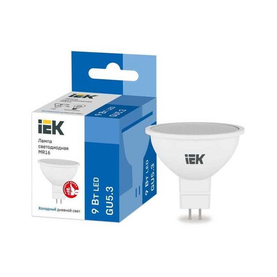 Лампа светодиодная IEK GU5.3 9W 6500K матовая LLE-MR16-9-230-65-GU5