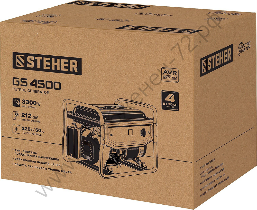 STEHER 3300 Вт, бензиновый генератор (GS-4500)