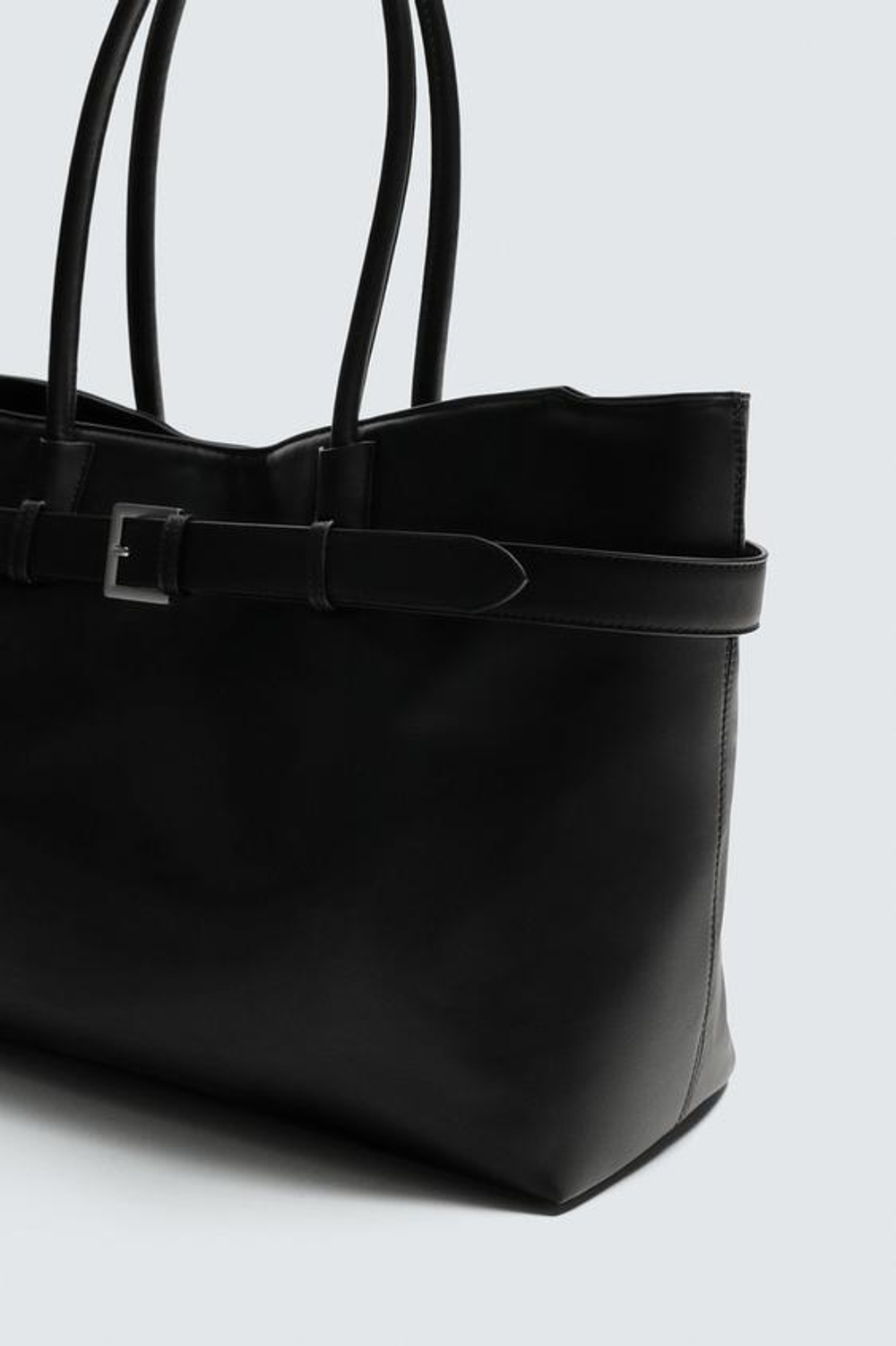 ZARA СУМКА-ШОПЕР С РЕМНЕМ, ЧЕРНЫЙ