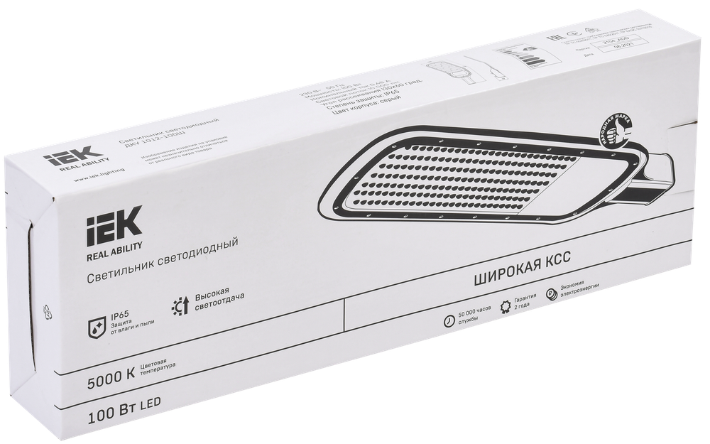 Светильник светодиодный консольный ДКУ 1012-100Ш 5000К IP65 серый IEK