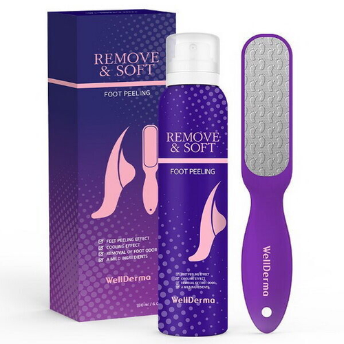 Пилинг-набор для мягких пяточек WellDerma Remove & Soft Foot Peeling, 180мл + пемза