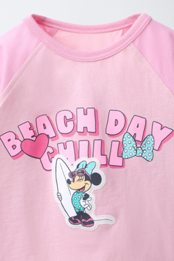 ZARA ФУТБОЛКА С РУКАВАМИ РЕГЛАН MINNIE MOUSE © DISNEY, РОЗОВЫЙ