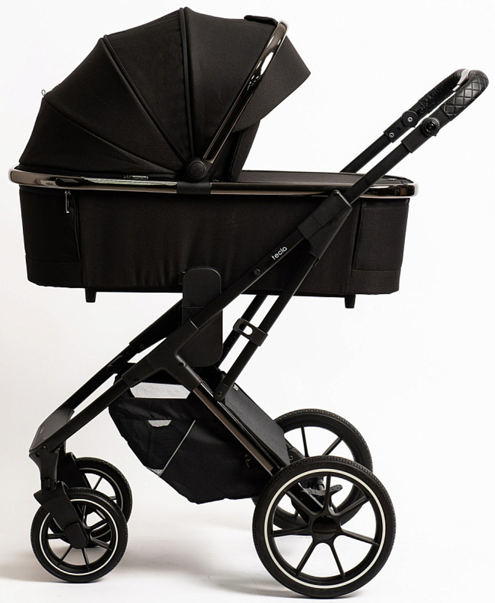 Детская коляска Peppy Tecla 3 в 1 с автокреслом Rise Shadow Black Chrome Edition (Черный)