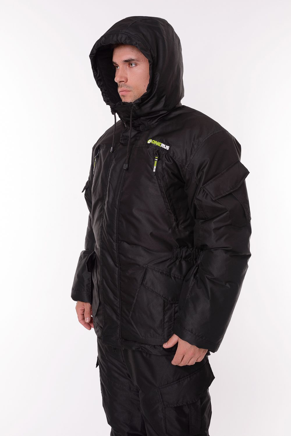 Зимний костюм для охоты и рыбалки ONERUS "Горный -15" (Таслан, Черный) Полукомбинезон
