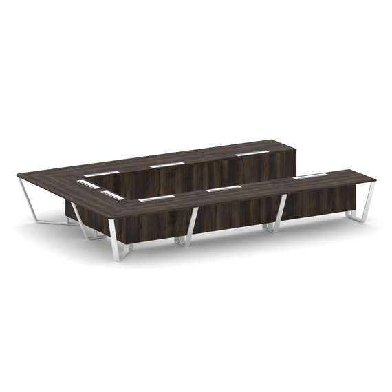 Steel Meet Стол переговорный П-образный KD-PR.B.SP-15P Дуб Мали/Металл Белый 4800*3200*750