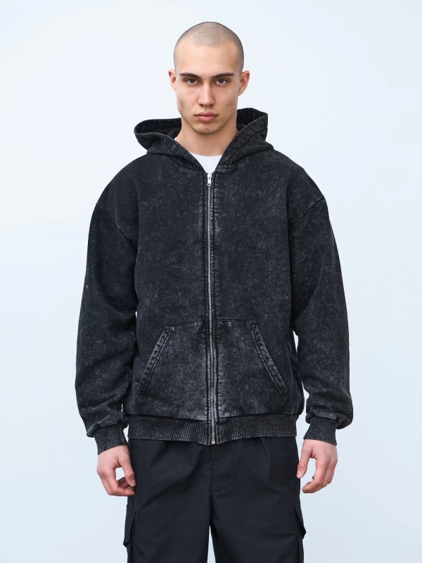 Худи на молнии Garment dyed 380 г