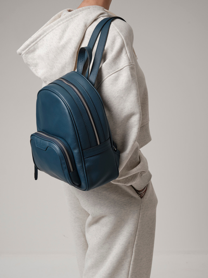 Рюкзак кожаный синий