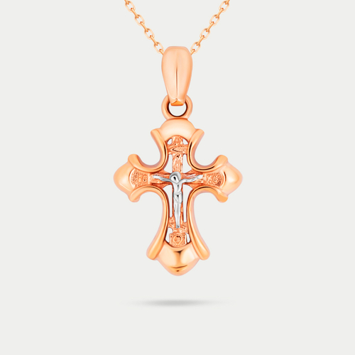 Крест женский православный из розового золота 585 пробы без вставок (арт. 3270)