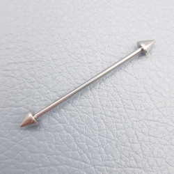 Индастриал 38 мм для пирсинга ушей с конусами 5 мм, толщиной 1,6 мм. Медицинская сталь.
