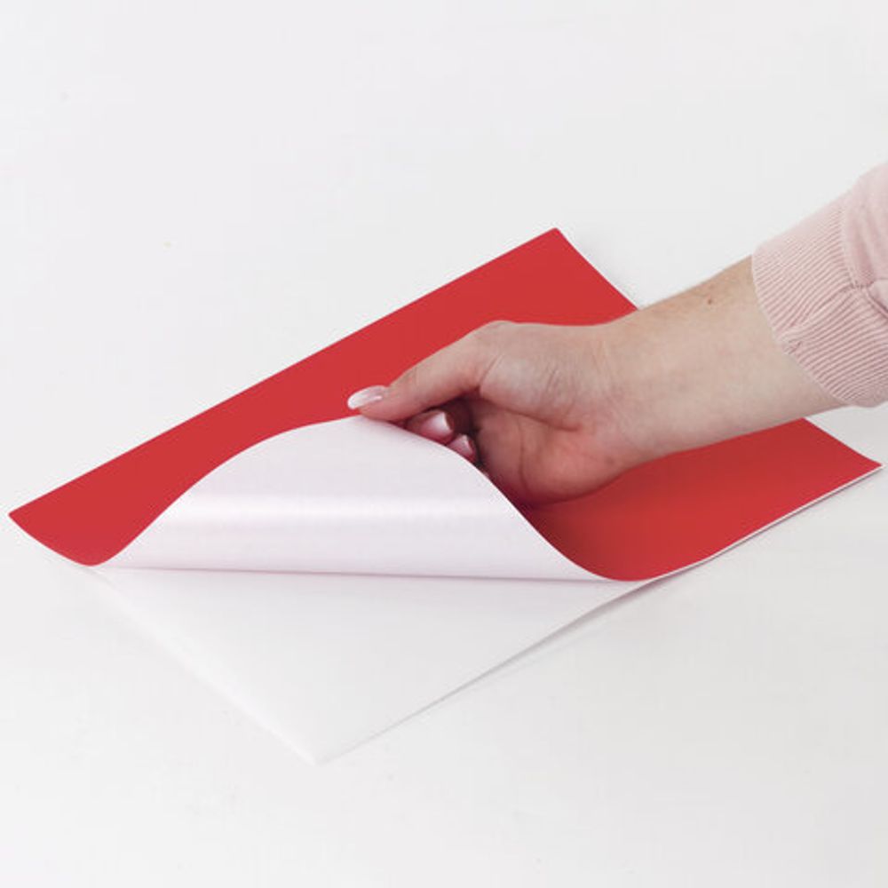 Этикетка самоклеящаяся 210х297 мм, 1 этикетка, красная, 70 г/м2, 50 листов, BRAUBERG, сырье Финляндия, 127509