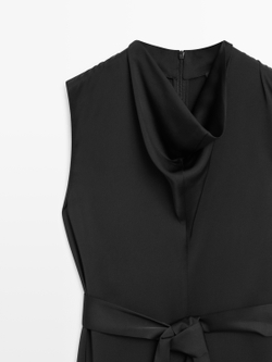 Massimo Dutti Комбинезон из струящейся атласной ткани, черный