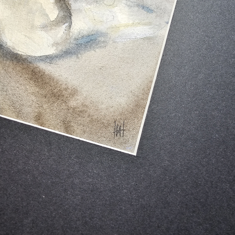 Картина авторская акварельная в паспарту 30х40 см на стену для интерьера "Шалунишка"