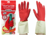 Перчатки латексные сверхпрочные Биколор М (белый+красный) Komfi