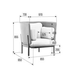 Stato Диван одноместный с низкой спинкой STA-01L Velutto 13/Velutto 14/Металл Черный 970*850*855