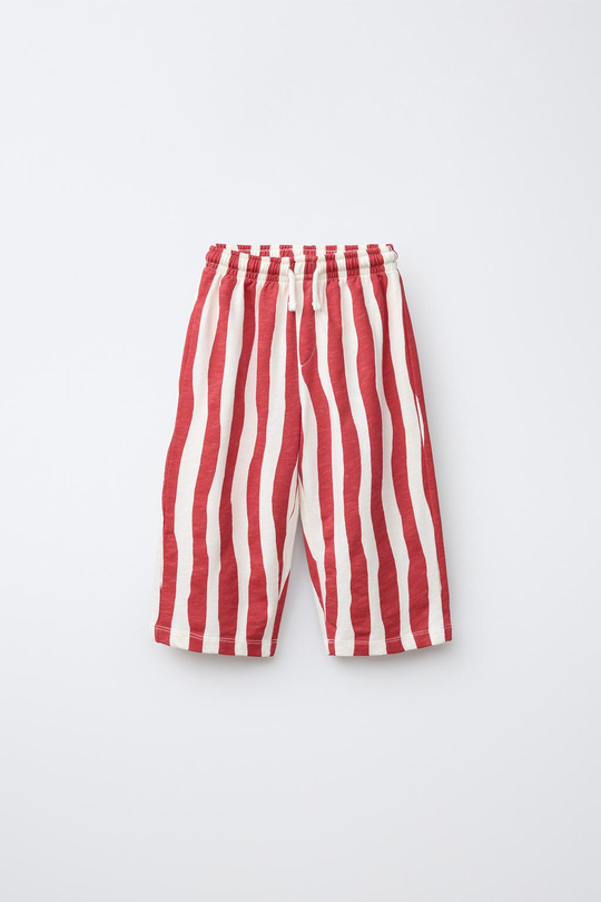 ZARA БРЮКИ С ВОЛНИСТЫМ УЗОРОМ, КРАСНЫЙ