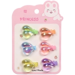 Зажимы для волос детские 6шт в наборе «БАМБИ БУМ - ЛЕДЕНЦЫ», Сердечки, микс 6 цветов, 2.5см/11.5*8смсм