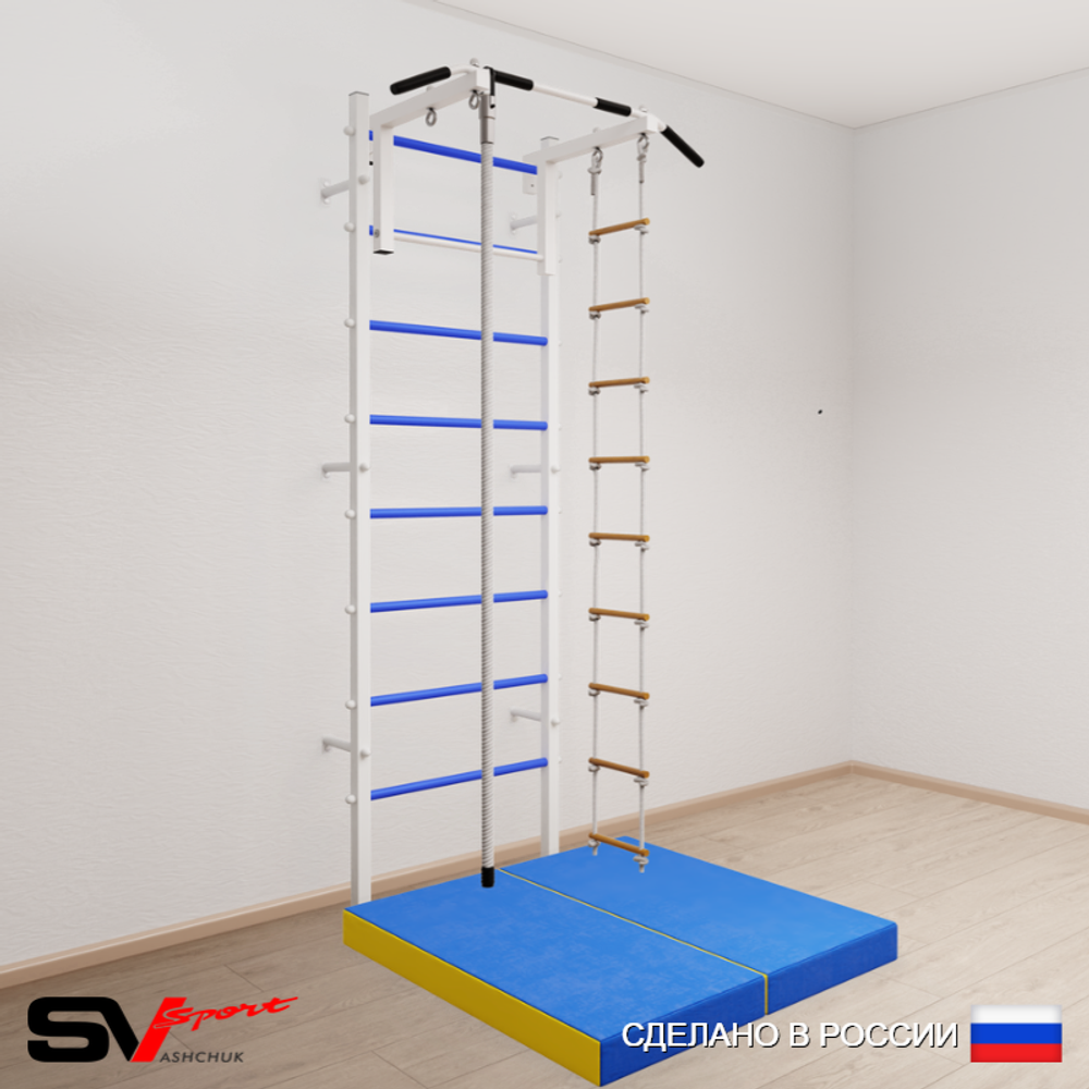 Шведская стенка Sv Sport усиленная 6144 (Турник стандарт/Канат/Лестница/Мат 1м)