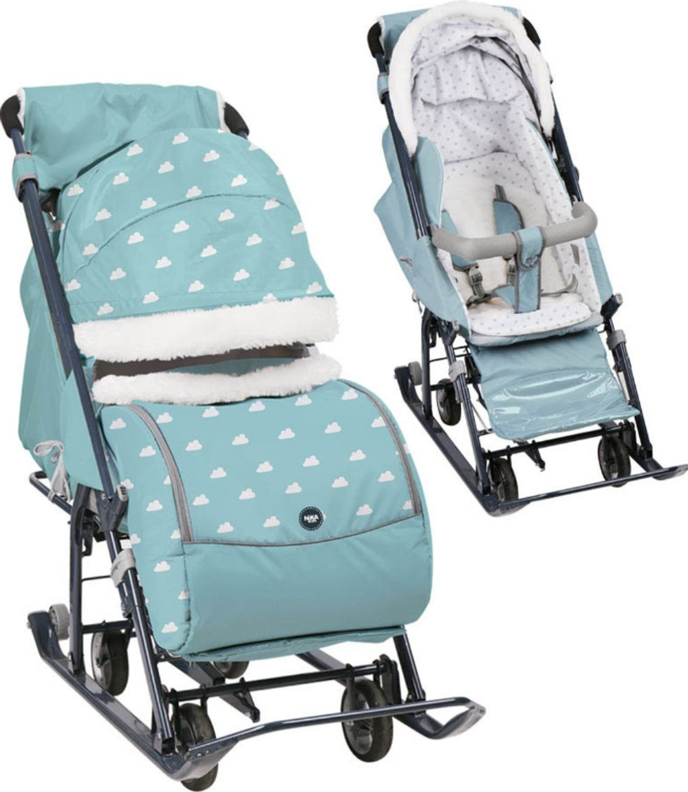 Санки-коляска Nika Kids 7.1Б (НД7-1Б), голубой с облаками