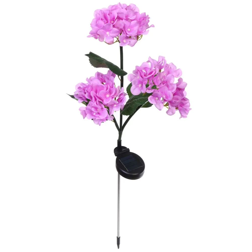 Светильник на солн.батарее (фигура на спице с подсветкой) «Кустовая гортензия» 75 см, Сиреневый (свечение белое)