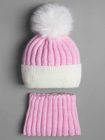 Шапка зимняя для девочки с помпоном и снуд